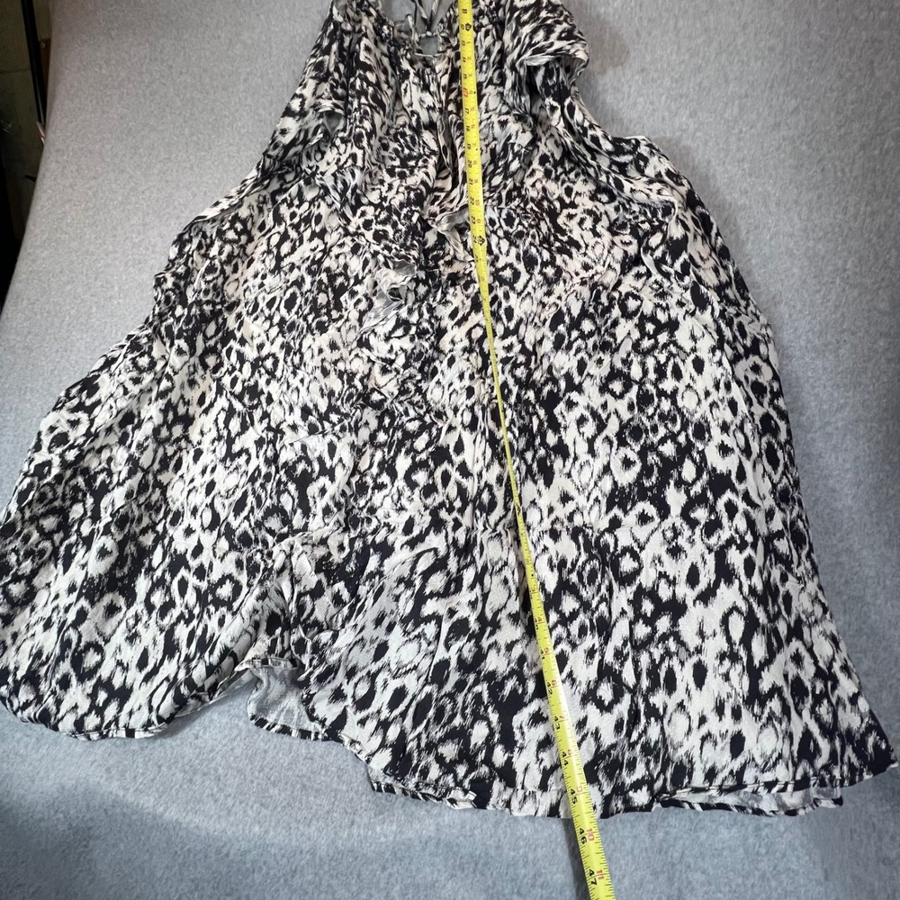 Anthropologie Midi Dress Women XS Black White Animal Print Strappy Boho Slit - Picture 12 of 12